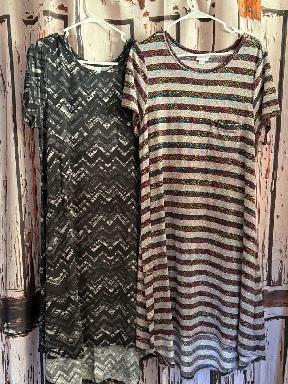 LuLaRoe Carly large set of two hi/low dresses